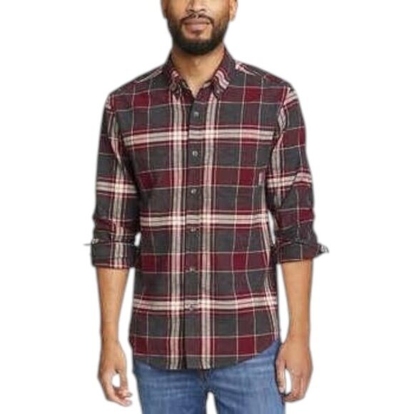 NEW Eddie Bauer MEN's Plaid Flannel Shirt | Red - Picture 1 of 5